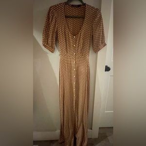 Revolve For Love & Lemons Fall quarter sleeve open back maxi dress size S NWOT